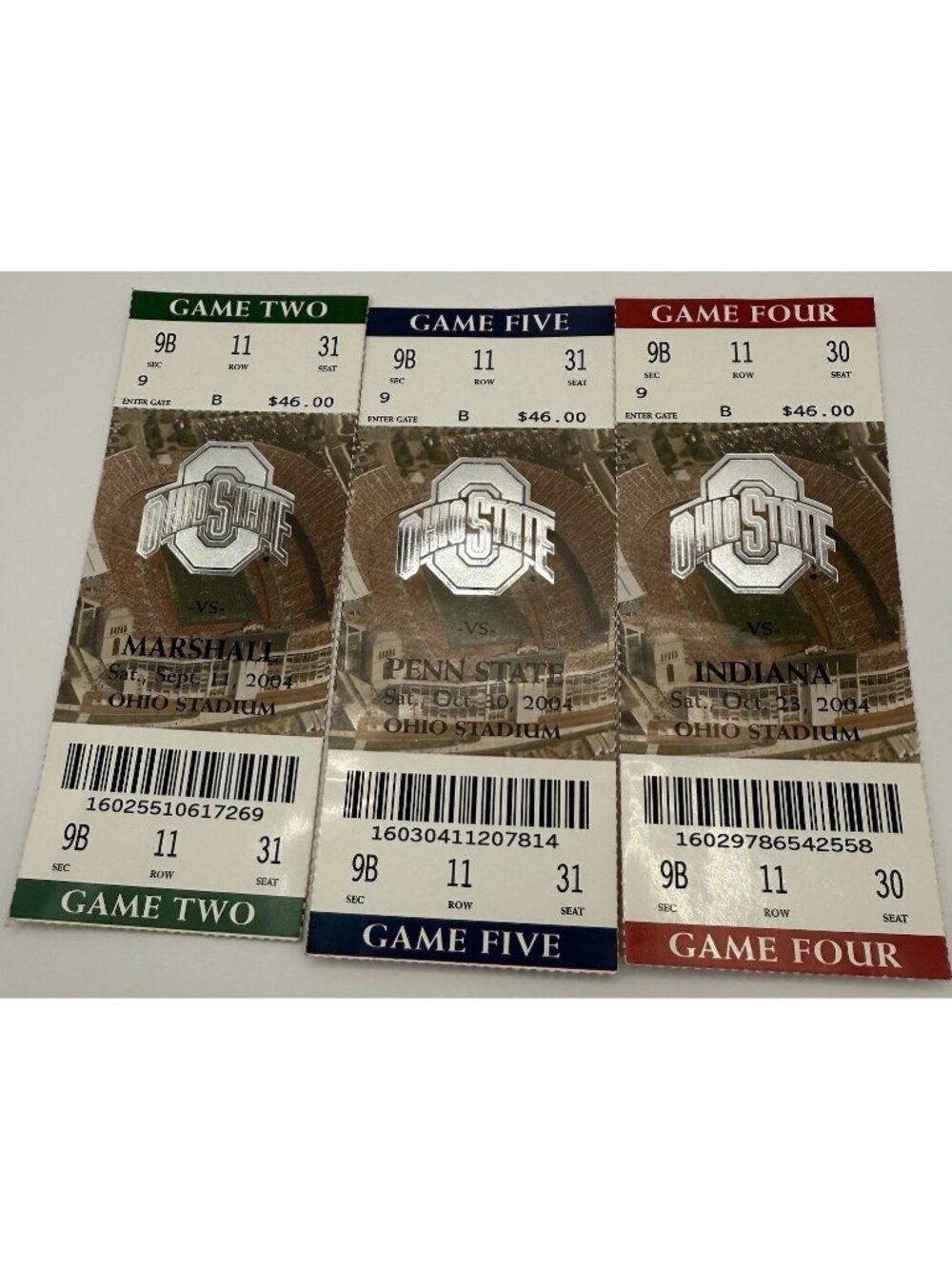 2004 Ohio State Football Ticket Stubs  Marshall Indiana State Penn State Lot Of